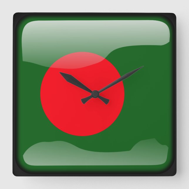 Flag of Bangladesh Square Wall Clock (Front)