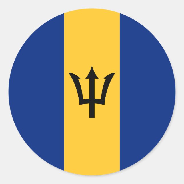 Flag of Barbados Classic Round Sticker (Front)