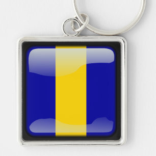 Flag of Barbados Key Ring