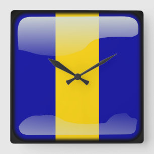 Flag of Barbados Square Wall Clock