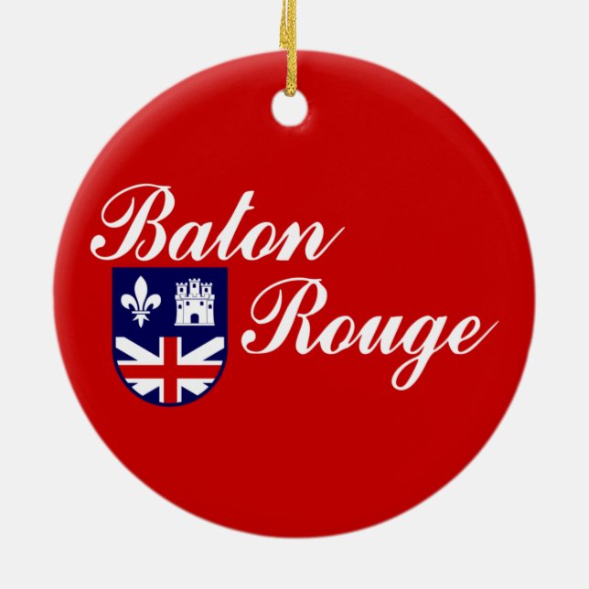 Flag of Baton Rouge (Louisiana) Ceramic Tree Decoration (Back)