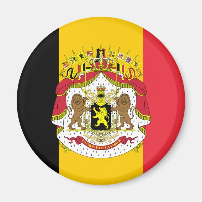 Flag of Belgium Coat of Arms Fridge Magnet (Front)
