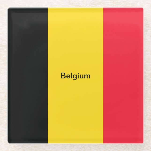 Flag of Belgium Glass Coaster (Front)