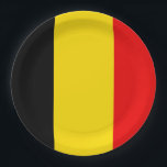 Flag of Belgium Paper Plate<br><div class="desc">The Belgian flag, which was inspired by the French tricolor, was adopted in 1831, shortly after gaining independence from the Netherlands. #flag #belgium #belgian #patriotic</div>