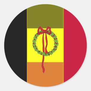 Flag Of Belgium Striped Christmas Wreath Sticker