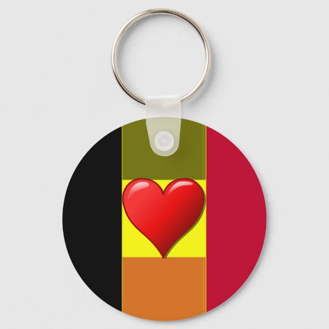Flag Of Belgium Striped Heart Keychain (Front)