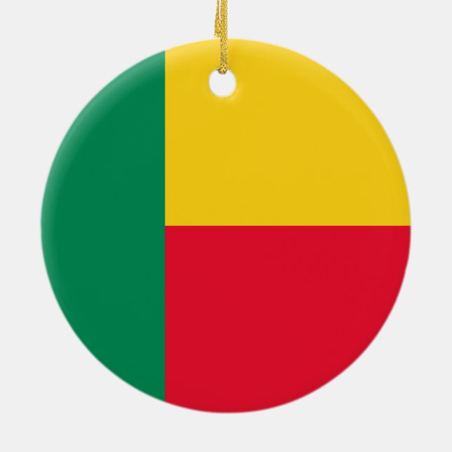 Flag of Benin (Africa) Ceramic Tree Decoration (Back)