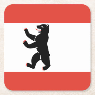 Flag of Berlin Square Paper Coaster