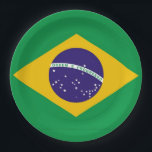 Flag of Brazil Bandeira do Brasil Paper Plate<br><div class="desc">The flag of Brazil Bandeira do Brasil is a blue disc depicting a starry sky which includes the Southern Cross spanned by a curved band inscribed with the national motto Ordem e Progresso meaning Order and Progress, within a gold rhombus, on a green field. #flag #bandeiradobrasil #brazil #brazilian #patriotic</div>