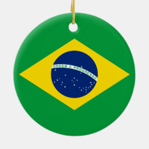 Flag of Brazil Ceramic Tree Decoration
