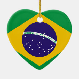 Flag of Brazil Ceramic Tree Decoration