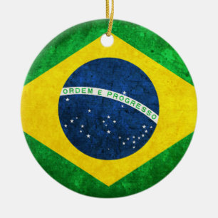 Flag of Brazil Ceramic Tree Decoration