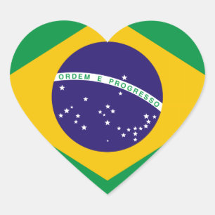 Flag of Brazil Heart Sticker
