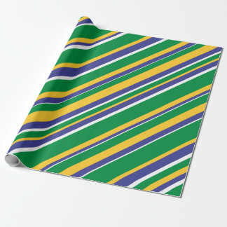 Flag of Brazil Inspired Colored Stripes Pattern Wrapping Paper