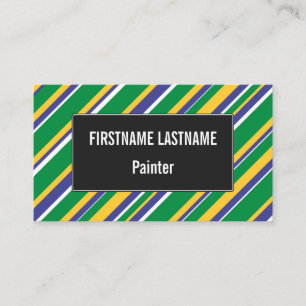 Flag of Brazil Inspired Coloured Stripes Pattern Business Card