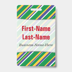 Flag of Brazil Inspired Coloured Stripes Pattern ID Badge