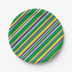 Flag of Brazil Inspired Coloured Stripes Pattern Paper Plate