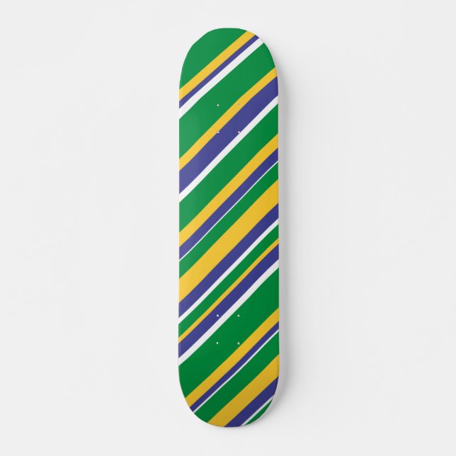Flag of Brazil Inspired Coloured Stripes Pattern Skateboard (Front)