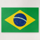 Flag of Brazil Jigsaw Puzzle<br><div class="desc">This design features the national flag of Brazil (spelled Brasil in Portuguese, the country's native language), officially the Federative Republic of Brazil (República Federativa do Brasil). As of 2020, Brazil is the world's fifth-largest country by area and the sixth most populous. It is the largest country to have Portuguese as...</div>