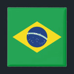 Flag of Brazil Magnet<br><div class="desc">This design features the national flag of Brazil (spelled Brasil in Portuguese, the country's native language), officially the Federative Republic of Brazil (República Federativa do Brasil). As of 2020, Brazil is the world's fifth-largest country by area and the sixth most populous. It is the largest country to have Portuguese as...</div>