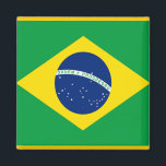 Flag of Brazil Magnet<br><div class="desc">The national flag of Brazil (Portuguese: Bandeira do Brasil) is a blue disc depicting a starry sky spanned by a curved band inscribed with the national motto, within a yellow rhombus, on a green field. Brazil officially adopted this design for its national flag on November 19, 1889, replacing the flag...</div>