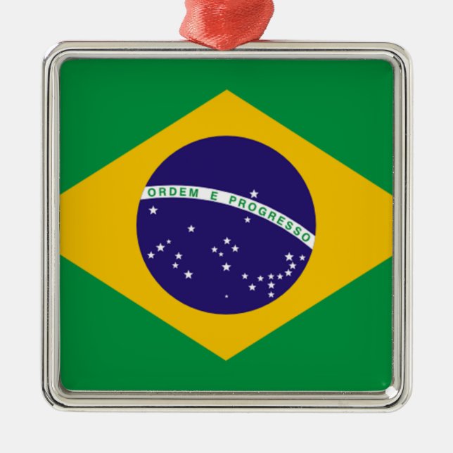 Flag of Brazil Metal Tree Decoration (Front)