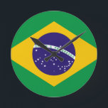 Flag of Brazil Round Clock<br><div class="desc">cool flag</div>