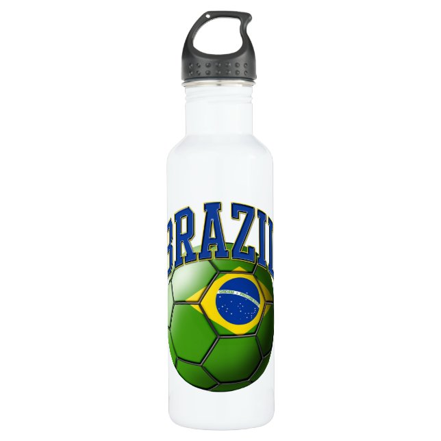 Flag of Brazil Soccer Ball Liberty Bo 710 Ml Water Bottle (Front)