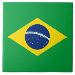 Flag of Brazil Tile<br><div class="desc">This design features the national flag of Brazil (spelled Brasil in Portuguese, the country's native language), officially the Federative Republic of Brazil (República Federativa do Brasil). As of 2020, Brazil is the world's fifth-largest country by area and the sixth most populous. It is the largest country to have Portuguese as...</div>