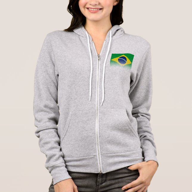 Flag Of Brazil With Halftone Effect Hoodie (Front)