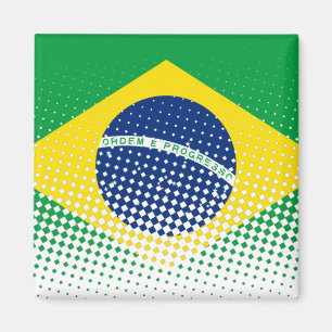 Flag Of Brazil With Halftone Effect Magnet
