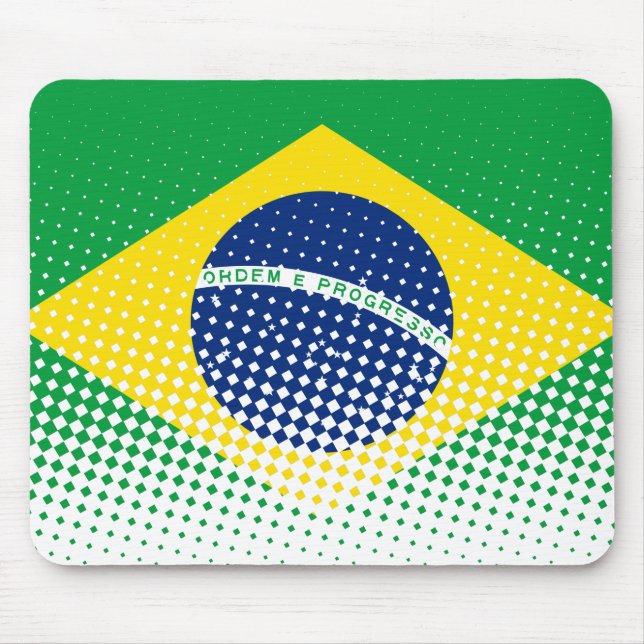 Flag Of Brazil With Halftone Effect Mouse Pad (Front)