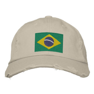Flag of Brazil with Personalised Text Embroidered Hat