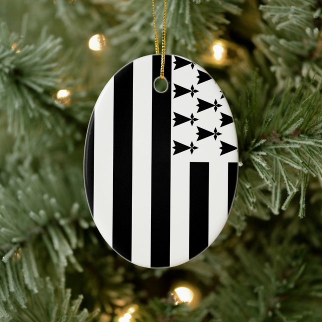 Flag of Brittany, France Ceramic Tree Decoration (Tree)
