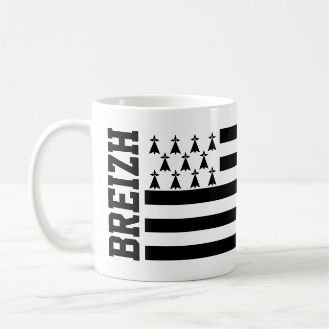 Flag of Brittany, France Coffee Mug (Left)