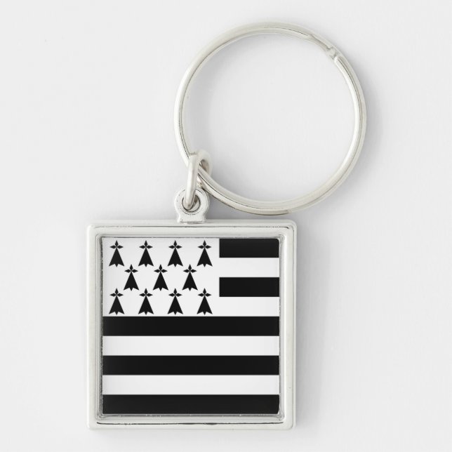 Flag of Brittany, France Key Ring (Front)