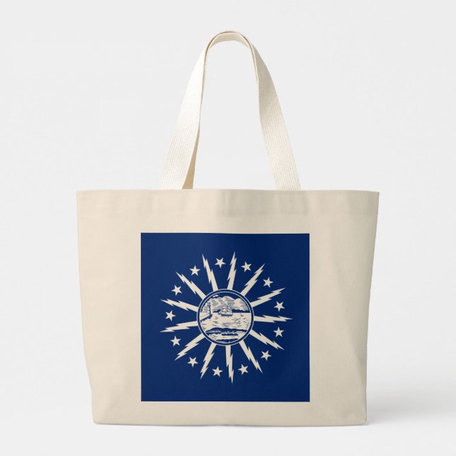 Flag of Buffalo, New York Large Tote Bag (Back)
