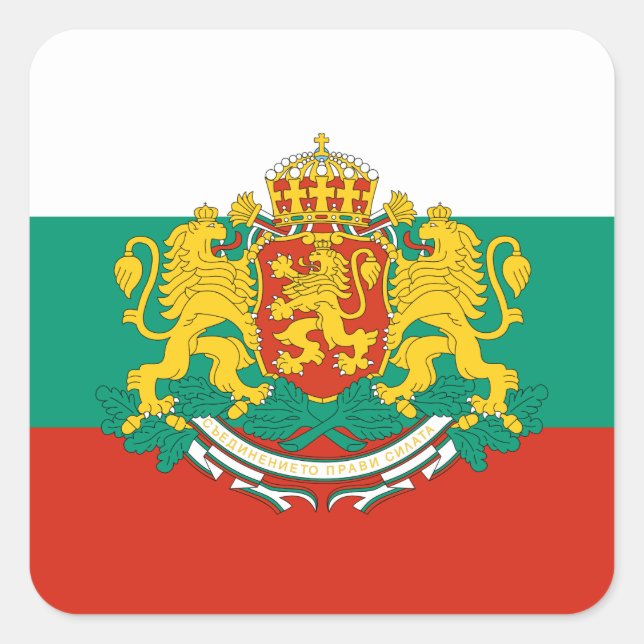 Flag of Bulgaria Tricolour White Green Red Square Sticker (Front)