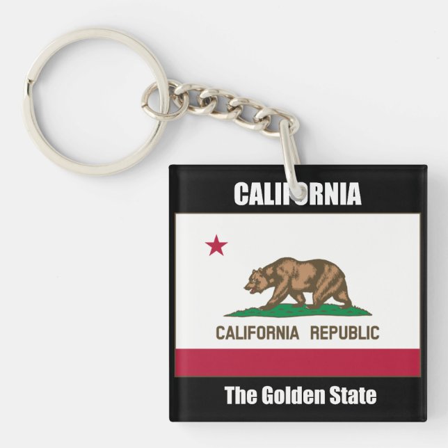 Flag of California, the Golden State Key Ring (Front)
