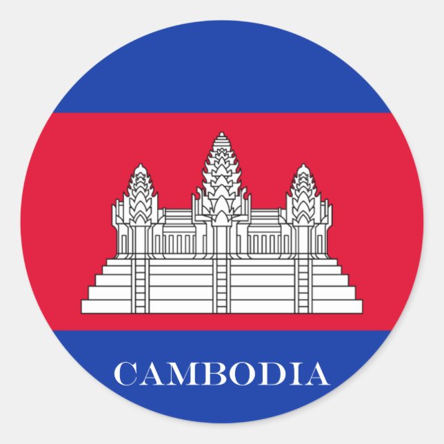 Flag of Cambodia Classic Round Sticker (Front)