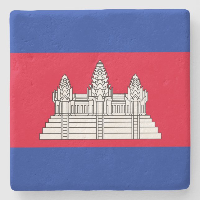 Flag of Cambodia Stone Coaster (Front)