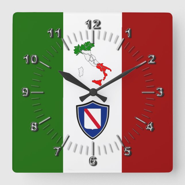 Flag of Campania (Italy)   Square Wall Clock (Front)