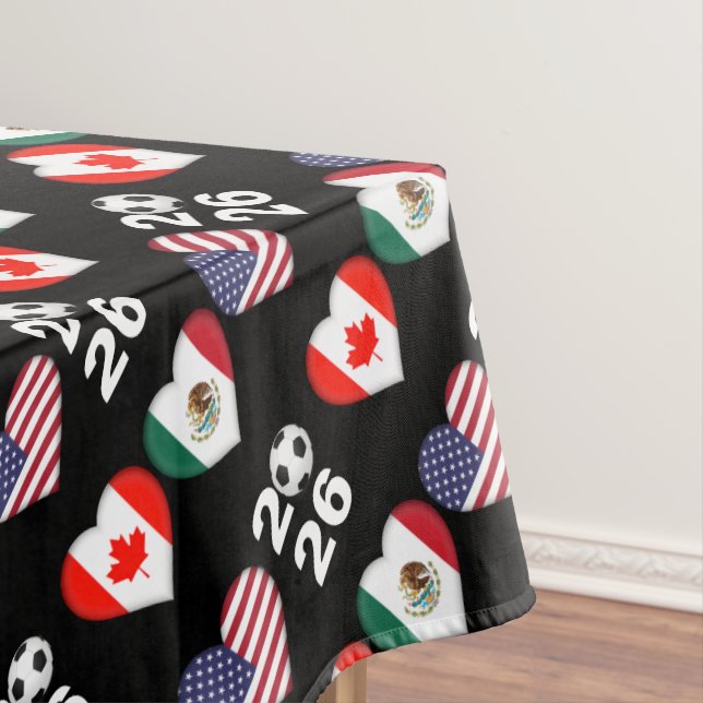Flag of Canada Mexico USA Soccer Tournament 2026 Tablecloth (In Situ)