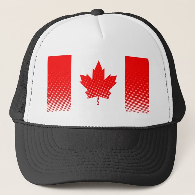 Flag Of Canada With Halftone Effect Trucker Hat (Front)