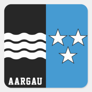 Flag of Canton of Aargau Square Sticker