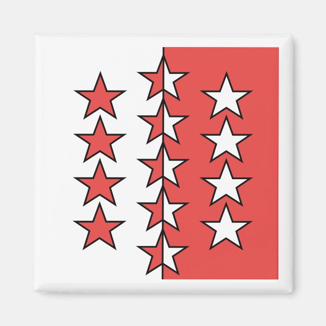 Flag of Canton of Valais, Switzerland Magnet (Front)