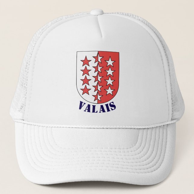 Flag of Canton of Valais, Switzerland Trucker Hat (Front)