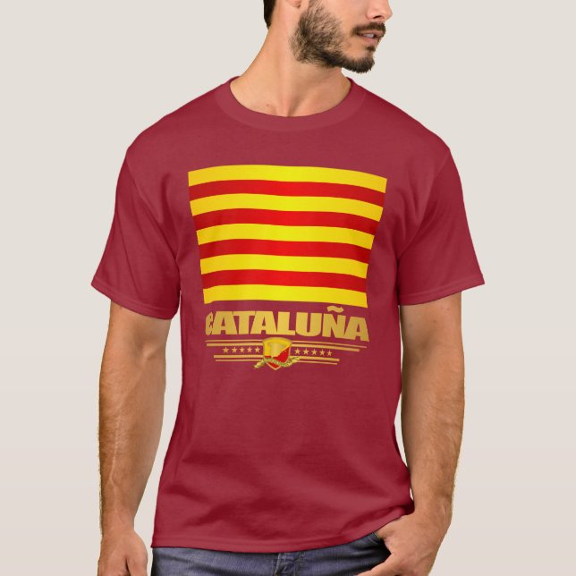 Flag of Cataluna (Catalonia) T-Shirt (Front)