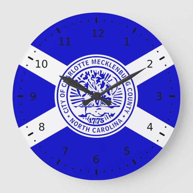 Flag of Charlotte, North Carolina Large Clock (Front)