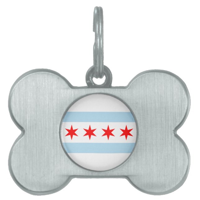 Flag of Chicago Dog Bone Tag (Front)